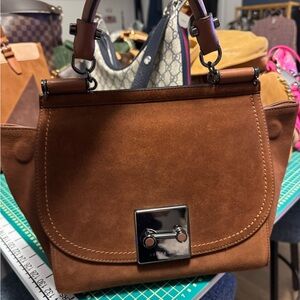 Celine dion satchel Cognac suede and leather!